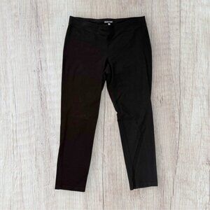 EILEEN FISHER Black Stretch Crepe Pull On Mid-Rise Pants Women's Size M